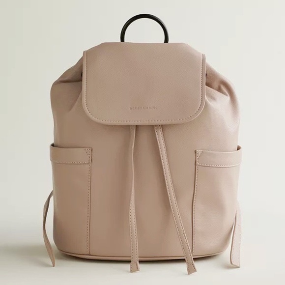 Elizabeth and James Handbags - NWT Elizabeth And James Vegan Leather Backpack Tan Drawstring